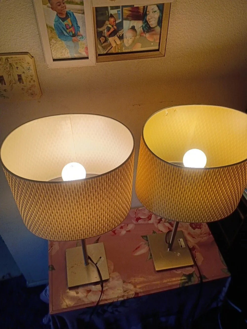 VTG IKEA Aläng Height-Adjustable Lamps Woven Shade Set of 2